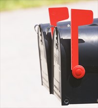 Close up of outdoor mailboxes. Date : 2007