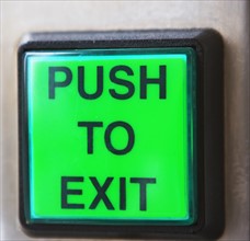 Close up of Push to Exit button. Date : 2007