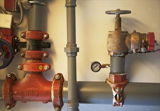Pipes with pressure gauge and shutoff valves. Date : 2007