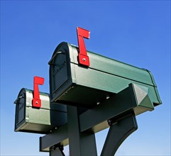 Low angle view of mailboxes. Date : 2007