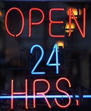 open 24 hours neon sign. Date : 2007