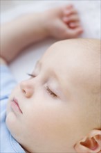 Close up of sleeping baby. Date : 2007