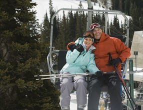 Couple on ski lift. Date : 2007