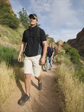 People hiking in desert. Date : 2007