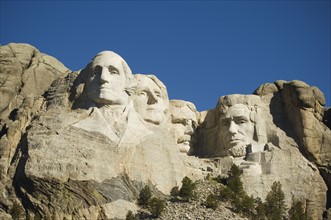 Low angle view of Mount Rushmore, Black Hills, South Dakota, United States. Date : 2007