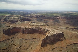 Aerial view of river in canyon, Colorado River, Canyonlands National Park, Moab, Utah, United