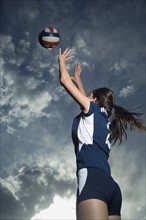 Low angle view of volleyball player. Date : 2007