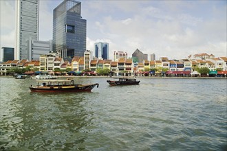Boat Quay CBD Central Business District River Singapore River Singapore. Date : 2006