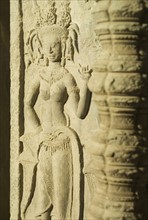 Detail at ancient Temple Angkor Wat Cambodia Khmer . Date : 2006