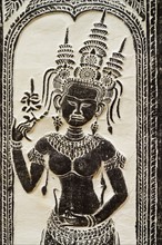 Female divinity goddess at temple Angkor Wat Cambodia Khmer. Date : 2006
