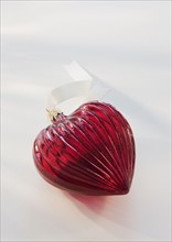 Close up of heart-shaped ornament.