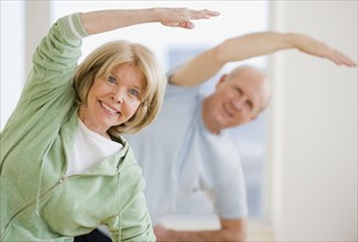 Senior couple exercising.
