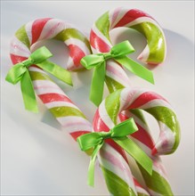 Close up of candy canes.