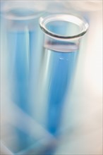 Close up of liquid in vials.