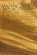 Close up of the United States Constitution.