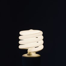 Close up of energy efficient light bulb. Date : 2008