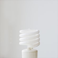 Close up of energy efficient light bulb. Date : 2008