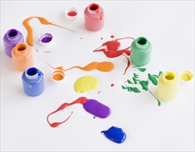 Assorted paints spilled on floor. Date : 2008