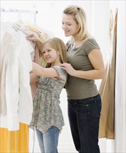 Mother and daughter clothing shopping. Date : 2008