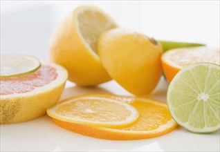 Close up of citrus fruit slices. Date : 2008