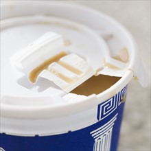 Close up of take out coffee. Date : 2008