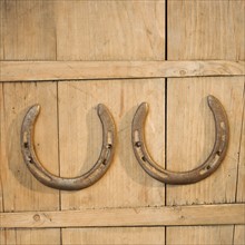 Horseshoes hanging on wall. Date : 2008