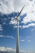 Low angle view of wind turbine. Date : 2008
