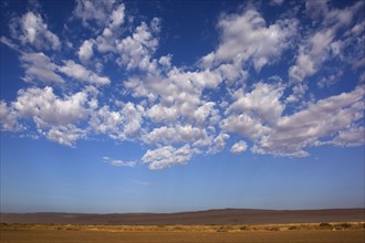 Clouds in blue sky, Namib Desert, Namibia, Africa. Date : 2008