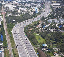 Aerial view of highway, Florida, United States. Date : 2008