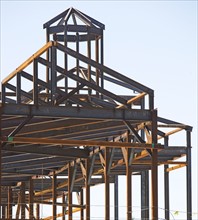 Steel frame at construction site. Date : 2008