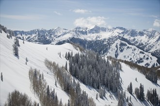 Snow covered mountains, Wasatch Mountains, Utah, United States. Date : 2008