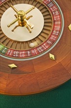 Close up of spinning roulette wheel.