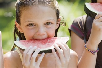 Girls eating watermelon. Date : 2008