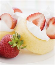 Close up of fresh strawberry shortcake. Date : 2008