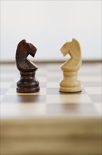 Opposing knight chess pieces. Date : 2008