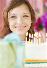 Teenage girl celebrating birthday. Date : 2008