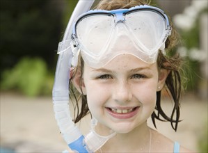 Portrait of girl in snorkeling gear. Date : 2008