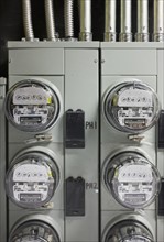 Group of electrical meters.