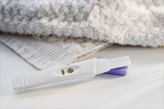 Close up of pregnancy test.