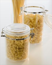 Containers of pasta.