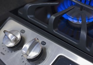 Close up of gas stove.