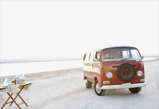 Van parked on beach. Date : 2008