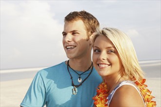 Young couple posing on beach. Date : 2008