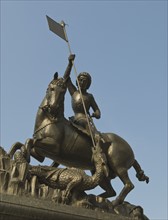 Saint George slaying the dragon statue in Prague.