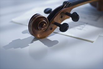 Close up of violin.