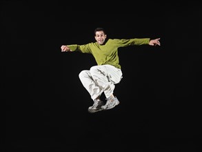 Portrait of man in mid-air. Date : 2008