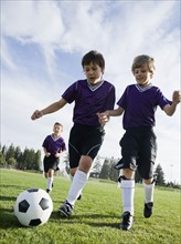 Boys playing competitive soccer. Date : 2008