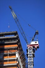 Crane above construction building. Date: 2008