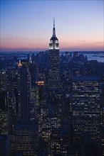 Sunset view of Empire State Building and New York City.