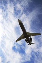 Low angle view of airplane in sky. Date : 2008